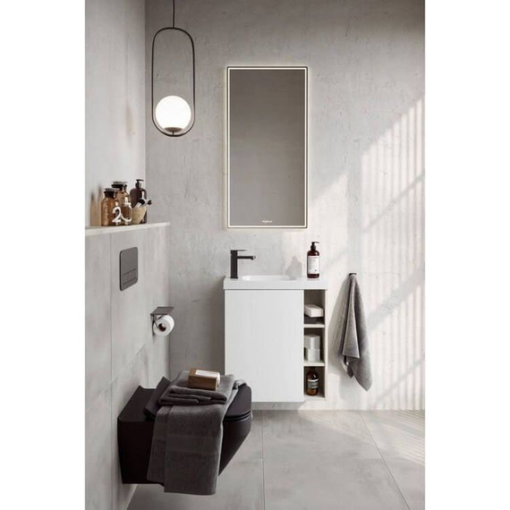 Тумба подвесная с раковиной Aqwella Alba 60 см ALB0106LLS+ALB0706WM L, светлый камень/белый матовый, Цвет фасада: светлый камень - фото, картинка 3 Тумба подвесная с раковиной Aqwella Alba 60 см ALB0106LLS+ALB0706WM L, светлый камень/белый матовый, Цвет фасада: светлый камень - фото 3