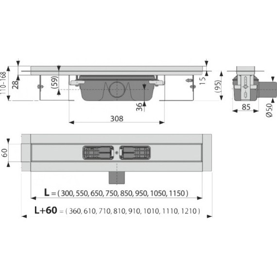 Трап AlcaPlast Professional 75 см APZ6S-750, Цвет производителя: хром, Размер трапа: 750 - фото 2
