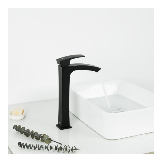 Смеситель для раковины высокий Gappo G1007-16, черный - фото 2