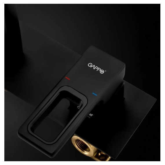 Смеситель для раковины настенный Gappo Futura G1017-16, черный - фото, картинка 3 Смеситель для раковины настенный Gappo Futura G1017-16, черный - фото 3