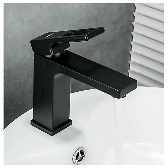 Смеситель для раковины Gappo G1017-6, черный - фото, картинка 2 Смеситель для раковины Gappo G1017-6, черный - фото 2