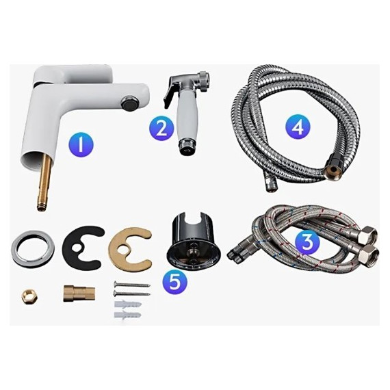 Смеситель для раковины с гигиеническим душем Gappo Noar G1048-1, белый/хром - фото 8