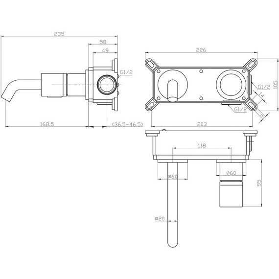 Смеситель для раковины настенный Bronze de Luxe Focus 24686BG, чёрный матовый, Цвет производителя: чёрный матовый - фото 4