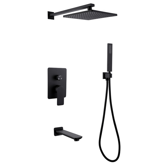 Душевая система для ванны Abber Weiss Insel AF8017B, черный матовый - фото 