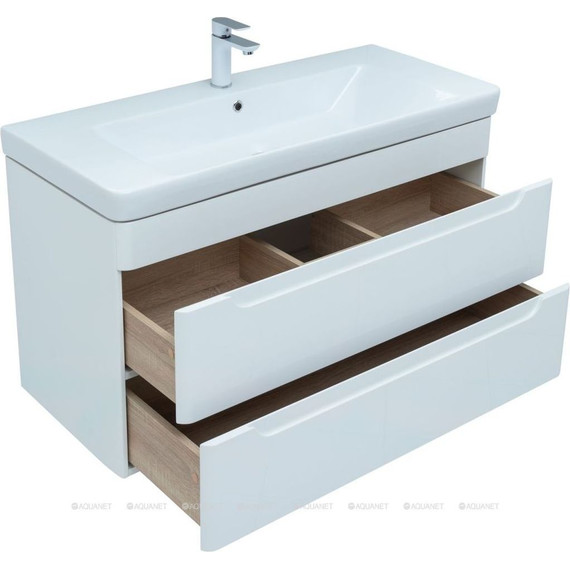 Тумба подвесная с раковиной Aquanet София 105 см 274116, белый - фото 7