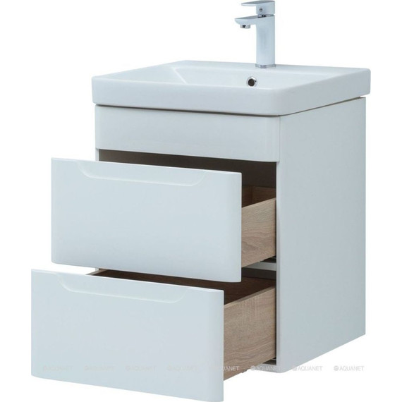 Тумба подвесная с раковиной Aquanet София 50 см 274171, белый - фото 5