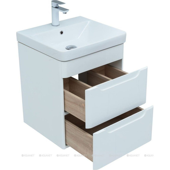 Тумба подвесная с раковиной Aquanet София 50 см 274171, белый - фото 7