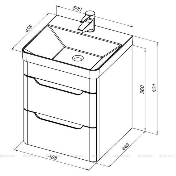 Тумба подвесная с раковиной Aquanet София 50 см 274171, белый - фото 8