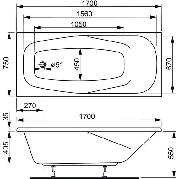 Ванна акриловая Vagnerplast Aronia 170x75 см 76374, Размер - мм: 1700х750 - фото 7