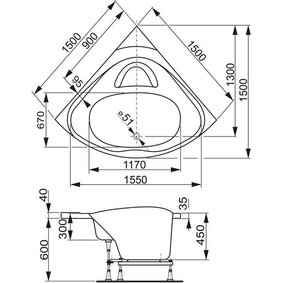 Ванна акриловая Vagnerplast Athena 150x150 см 76375 - фото 7