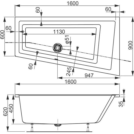 Ванна акриловая Vagnerplast Cavallo offset 160x90 см 76385 R - фото, картинка 7 Ванна акриловая Vagnerplast Cavallo offset 160x90 см 76385 R - фото 7