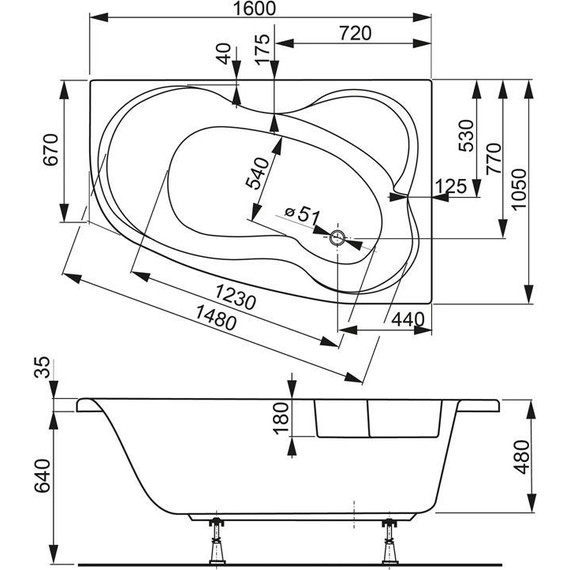 Ванна акриловая Vagnerplast Melite 160x105 см 76411 R - фото 7