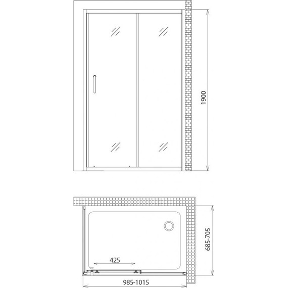 Душевое ограждение Gemy Victoria 100x70 см S30191HM-A70M, хром/матовое - фото 4