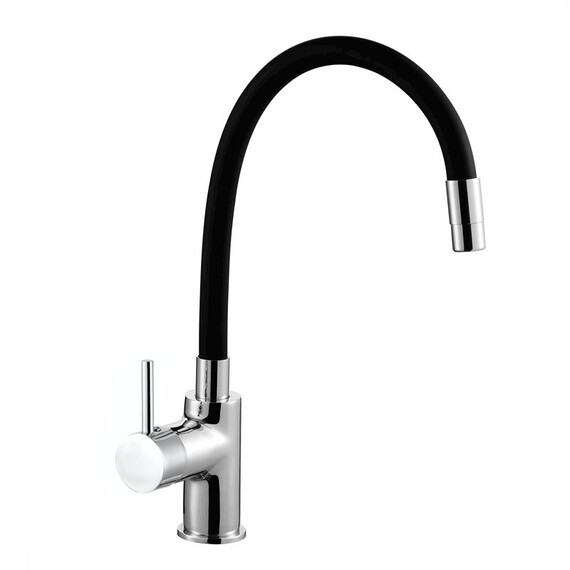 Смеситель для кухни Azario Tasco AZ-15494321 гибкий излив, цвет чёрный/хром., Цвет производителя: хром чёрный - фото 