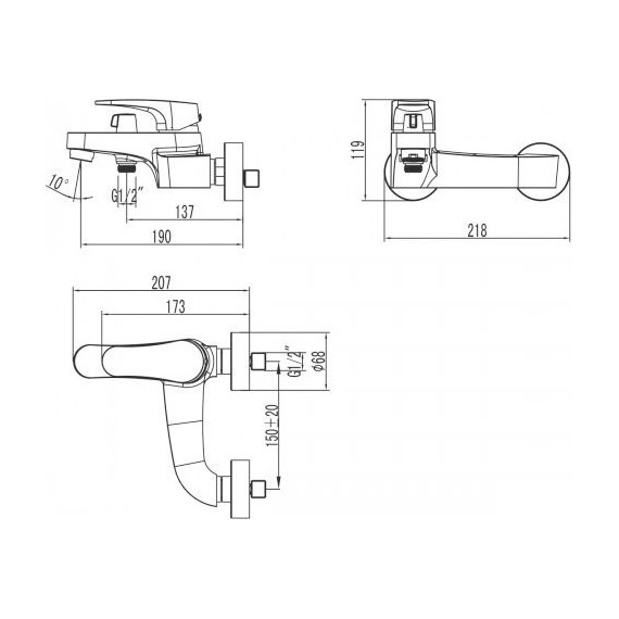 Смеситель для ванны Lemark Shift LM4334C - фото 2