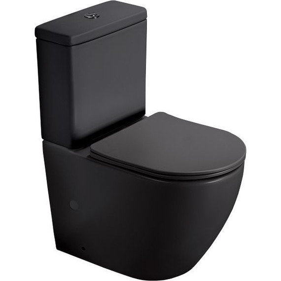 Унитаз-компакт безободковый SantiLine SL-5016MB с крышкой микролифт, чёрный матовый, Цвет производителя: чёрный матовый - фото 