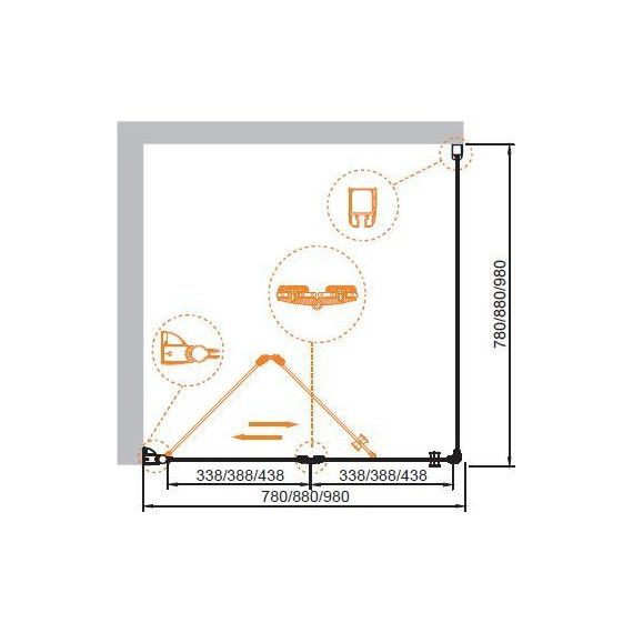 Душевое ограждение Cezares 90х90 см ELENA-W-AS-1-90-C-Cr, хром/прозрачное - фото 3