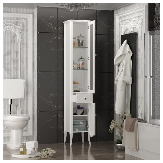 Пенал напольный Opadiris Брунелла 35 см R, белый матовый - фото 3