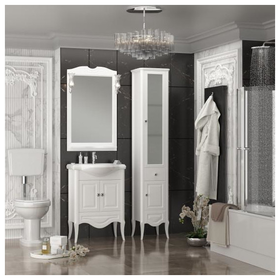 Пенал напольный Opadiris Брунелла 35 см R, белый матовый - фото 4