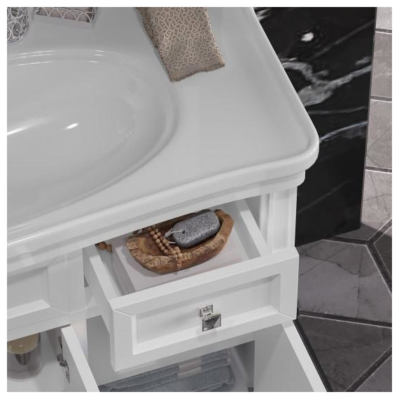 Тумба напольная с раковиной Opadiris Кантара 105 см, белый матовый - фото 5