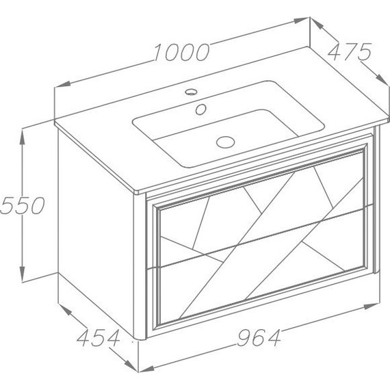 Тумба подвесная с раковиной-столешницей Opadiris Луиджи 100 см, серый матовый (раковина Euphoria 100, цвет белый) - фото 7