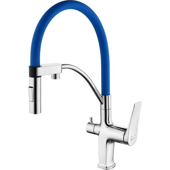 Смеситель для кухни Lemark Comfort LM3074C-Blue, хром/синий - фото 