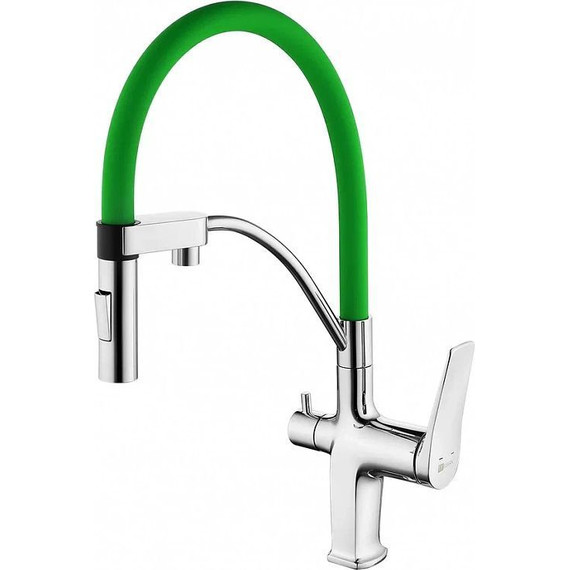Смеситель для кухни Lemark Comfort LM3074C-Green, хром/зеленый - фото 