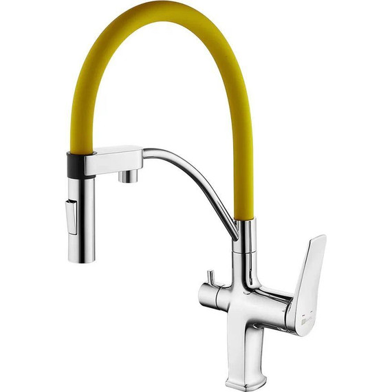 Смеситель для кухни Lemark Comfort LM3074C-Yellow, хром/желтый - фото 