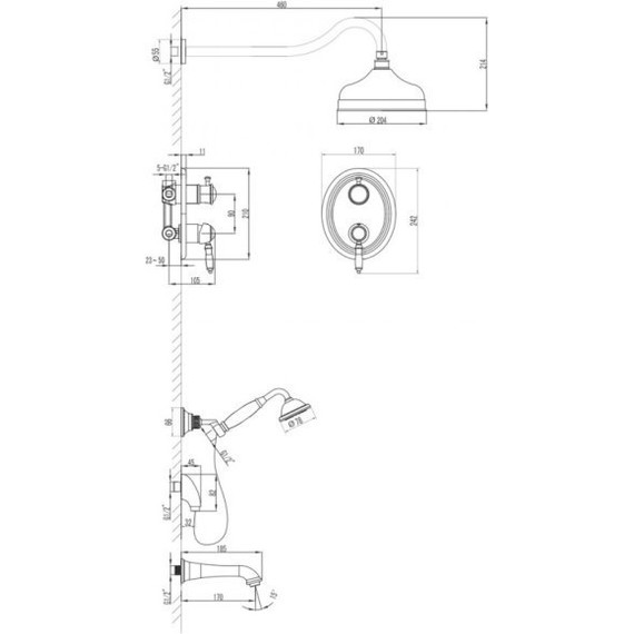 Душевая система для ванны Lemark Villa LM4822C - фото 2