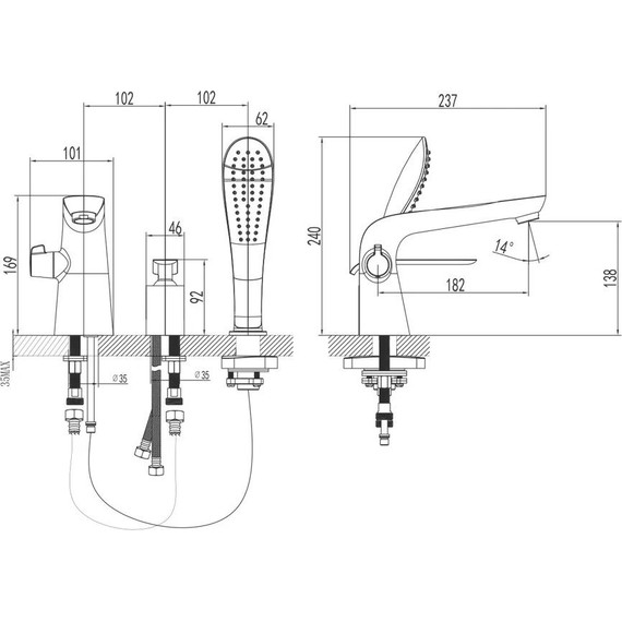 Смеситель для ванны Lemark Melange LM4947CW, хром/белый - фото 2