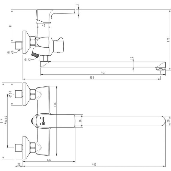 Смеситель для ванны Lemark Ursus LM7251BL, черный - фото 6