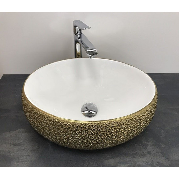 Раковина-чаша CeramaLux NC 48 см 433J, белый/золото - фото, картинка 4 Раковина-чаша CeramaLux NC 48 см 433J, белый/золото - фото 4