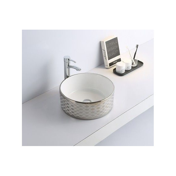 Раковина-чаша CeramaLux NC 40 см 7078ASP, белый/серебро - фото 2