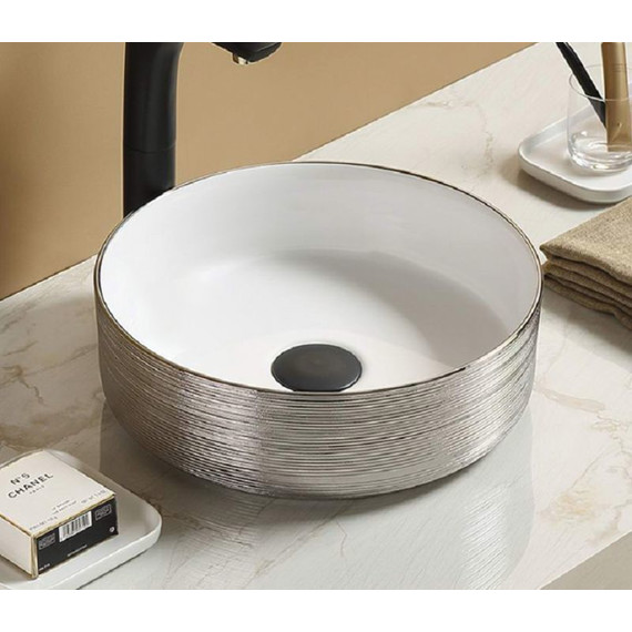 Раковина-чаша CeramaLux NC 36 см C1054-1, белый/серый - фото 2