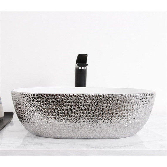 Раковина-чаша CeramaLux LuxeLine 42 см D1301H021, белый/серый - фото 2