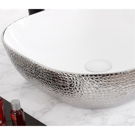 Раковина-чаша CeramaLux LuxeLine 42 см D1301H021, белый/серый - фото 3