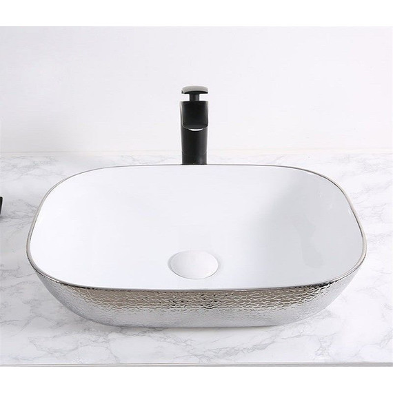 Раковина-чаша CeramaLux LuxeLine 45 см D1333H021, белый/серый - фото 2