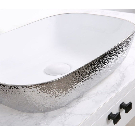 Раковина-чаша CeramaLux LuxeLine 45 см D1333H021, белый/серый - фото 4