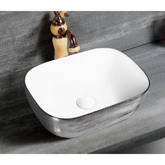 Раковина-чаша CeramaLux LuxeLine 45 см D1333H131, белый/серый - фото 2