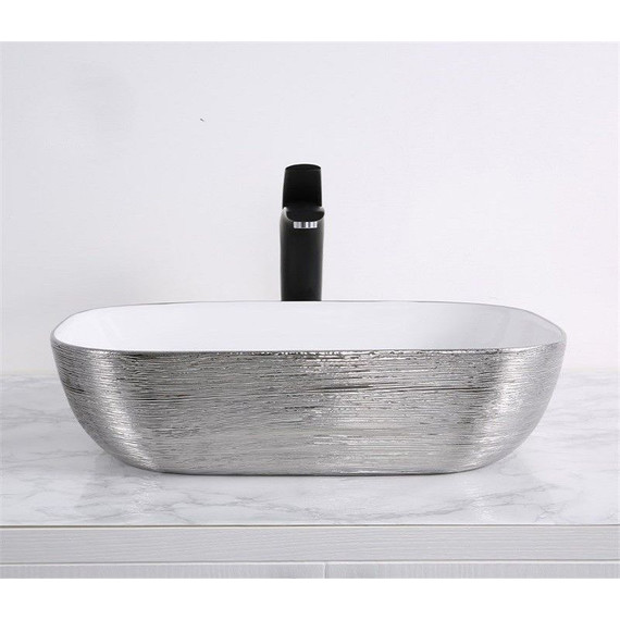 Раковина-чаша CeramaLux LuxeLine 45 см D1333H131, белый/серый - фото 3