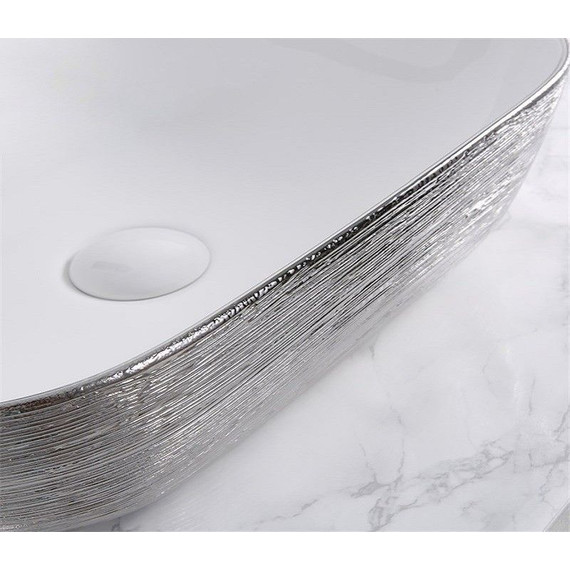 Раковина-чаша CeramaLux LuxeLine 45 см D1333H131, белый/серый - фото 6