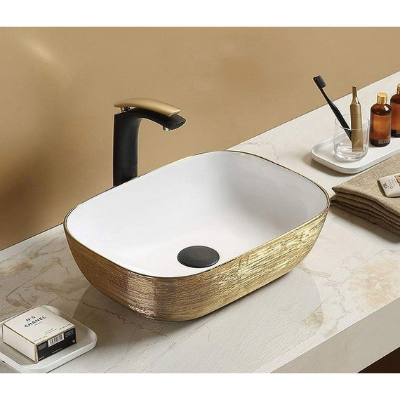 Раковина-чаша CeramaLux LuxeLine 45 см D1333H132, белый/медь - фото 2