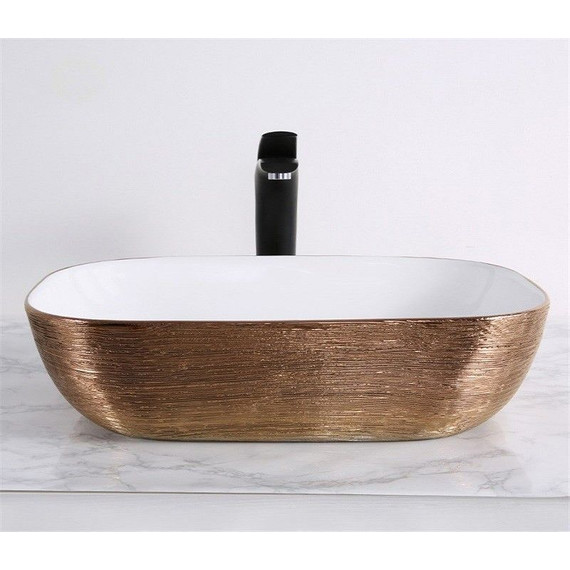 Раковина-чаша CeramaLux LuxeLine 45 см D1333H132, белый/медь - фото 4