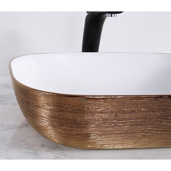 Раковина-чаша CeramaLux LuxeLine 45 см D1333H132, белый/медь - фото 6