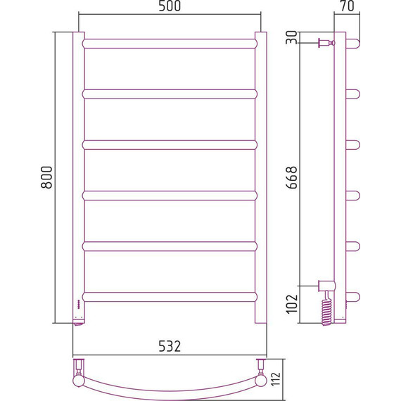 Полотенцесушитель электрический Сунержа Галант 4.0 П6 800x500 мм 12-0830-8050 L, белый - фото 5