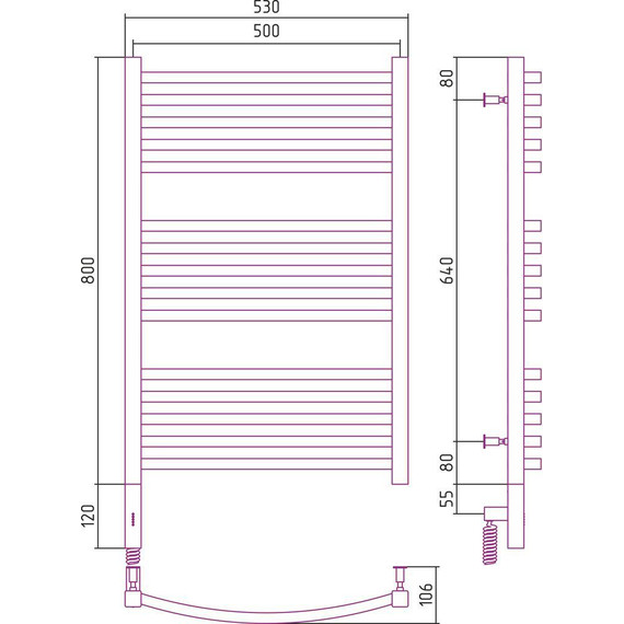 Полотенцесушитель электрический Сунержа Аркус 3.0 П15 800x500 мм 00-5704-8050 L - фото 6