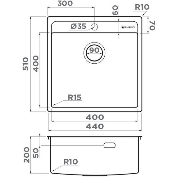 Кухонная мойка Omoikiri Daisen 44 IN 1 мм 4993179 - фото 5