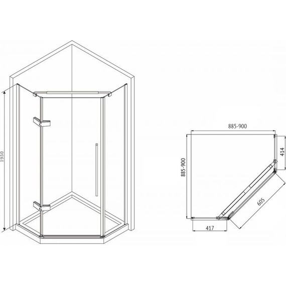 Душевое ограждение Abber Ewiges Wasser 90х90 см AG05090, хром/прозрачное - фото 8