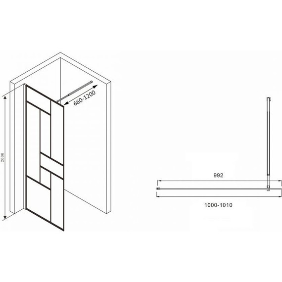 Душевая перегородка Abber Immer Offen 100 см AG63100B, черный/прозрачное - фото 7