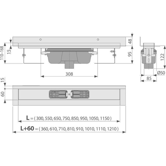 Трап AlcaPlast 95 см APZ1016-950, нержавеющая сталь, Цвет производителя: хром, Размер трапа: 950 - фото 2